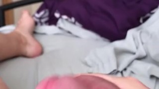 stroking my 8" very thick cock. Remembering the night before.