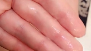 Fingered covered in my cum