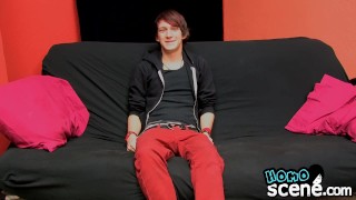 Cute emo twink Andy Kay wanks out his wad in his room