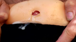 Super Close Up of My Dick Popping Out the Back of a Toy and Cumming