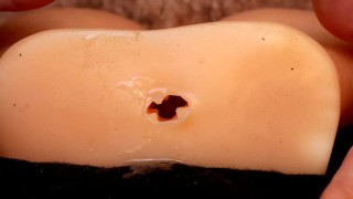 Super Close Up of My Dick Popping Out the Back of a Toy and Cumming