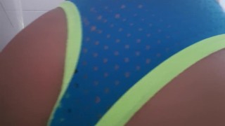 Shower time big dildo in my bubble ass