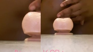 Tight WET BBW riding dildo