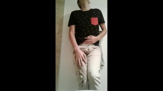 Desperate guy pissing his pants