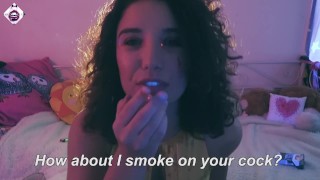 First time smoking in my own house - feeling like a bad girl - striptease