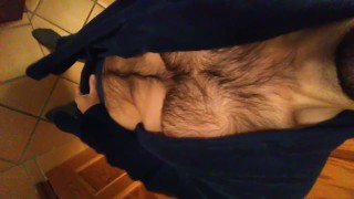 Hairy guy plays with his hard cock and cums twice in a row