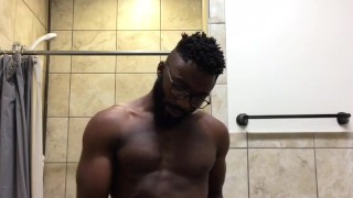 Stroking my BBC in the gym bathroom (w/ cumshot!)