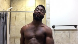 Stroking my BBC in the gym bathroom (w/ cumshot!)