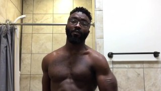 Stroking my BBC in the gym bathroom (w/ cumshot!)