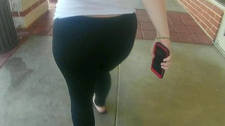 into the Coffee Shop Following a Thick PAWG Redhead Watching Ass