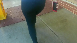 into the Coffee Shop Following a Thick PAWG Redhead Watching Ass