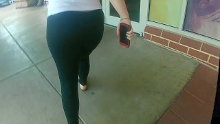 into the Coffee Shop Following a Thick PAWG Redhead Watching Ass