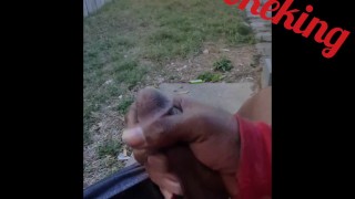 Outside masturbating with cum shot (10-27-2017)
