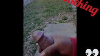 Outside masturbating with cum shot (10-27-2017)