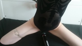 bound skeleton girl cums fast and loud | Halloween Special!