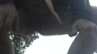 Risky piss fun outdoors