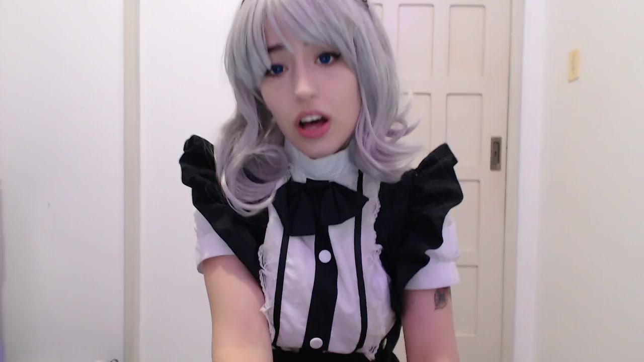 Maid cosplay girl sucking and begging to her boss