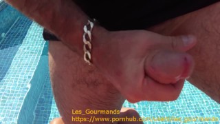 MILF Fucked in the Pool, Big Cumshot on Tit's