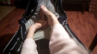 Unfinished foot tease before bed