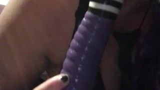 Shoving a dildo inside my horny pussy