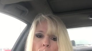 Smoking leather and leggings in my car