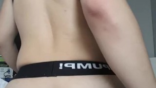 asian riding his dildo