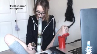 Stoner Slut 420 Smoked out of glass bong 