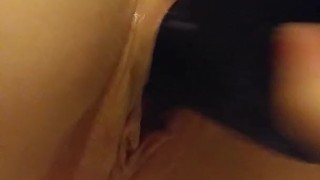 White girl fucks black dildo 