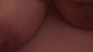 Playing with my big tits mmm