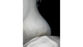 White BBW rides 12 inch dildo