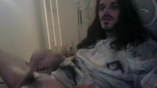 Young male (solo) smoking + drinking + jacking off