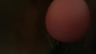 Ebony black pussy squirts with toy