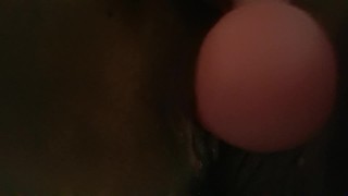Ebony black pussy squirts with toy