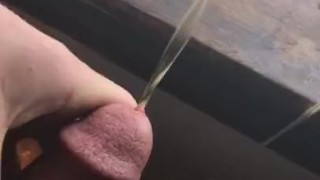 Teen pissing quick out window big cock