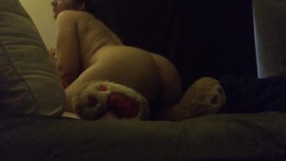 Horny Babygirl Rubbing Her Pussy On Her Giant Stuffed Bear