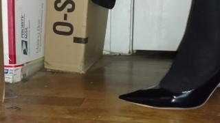 Modeling Black Patent Jimmy Choos