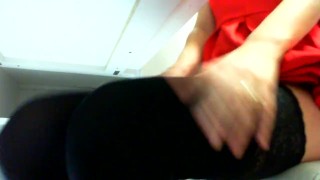 MASTURBATE AT WORK. DAY 1.Upskirt,no panties,amateure