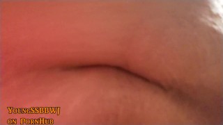 HOT! Black SSBBW fingering belly button, lifts, jiggles and rubs belly!
