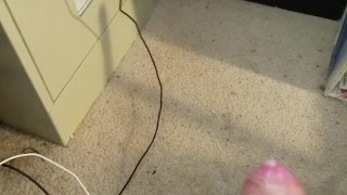 Huge white cock makes a mess on the floor