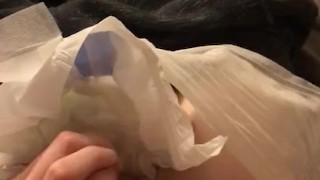 Disabled guy in diaper cums