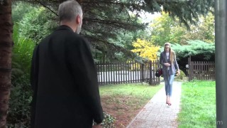 Old Goes Young - Old man bangs a sexy babe on the couch