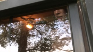 Teen shows off naked body for peeping neighbor