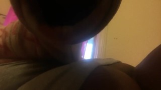 Black girl plays with fat pussy