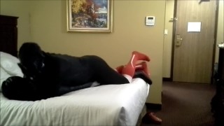 red soccer socks has fun with his rubber orca enemy