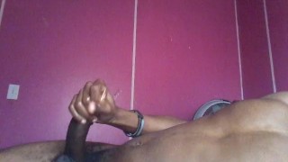 Black solo while watching porn