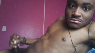 Black solo while watching porn