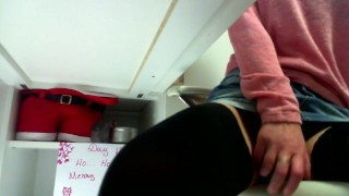 MASTURBATE AT WORK : DAY 13.My Christmas present.solo female