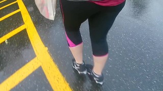 in the Rain ~A Velvet Short~ Pale Curvy Red Head PAWG Walking