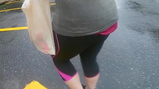 in the Rain ~A Velvet Short~ Pale Curvy Red Head PAWG Walking