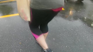 in the Rain ~A Velvet Short~ Pale Curvy Red Head PAWG Walking